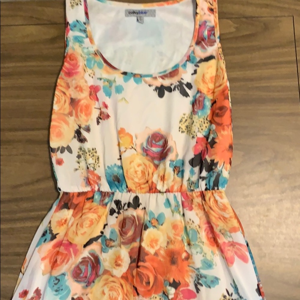 Rose print high low dress